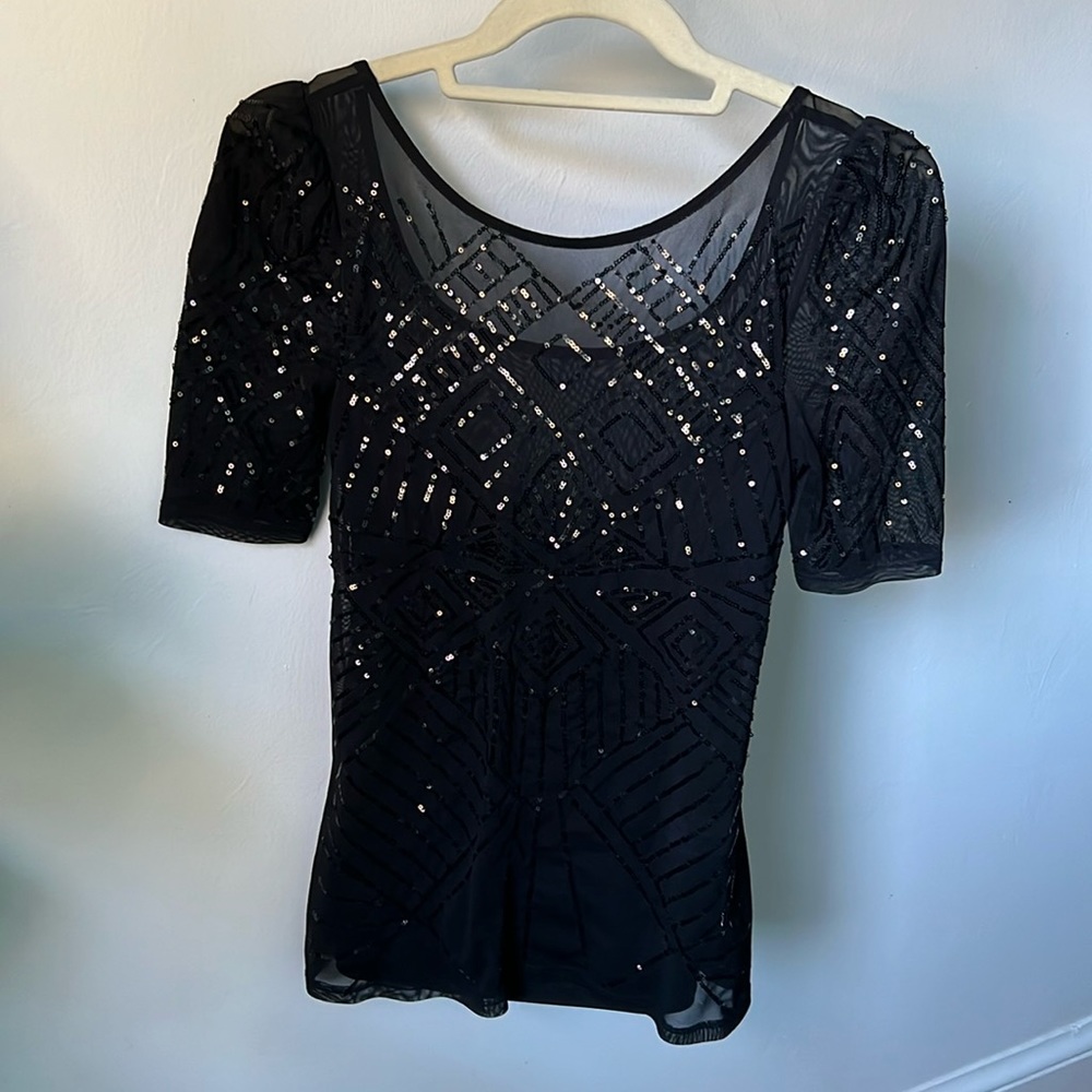 Beautiful Black Top with Sequins from White House Black Market